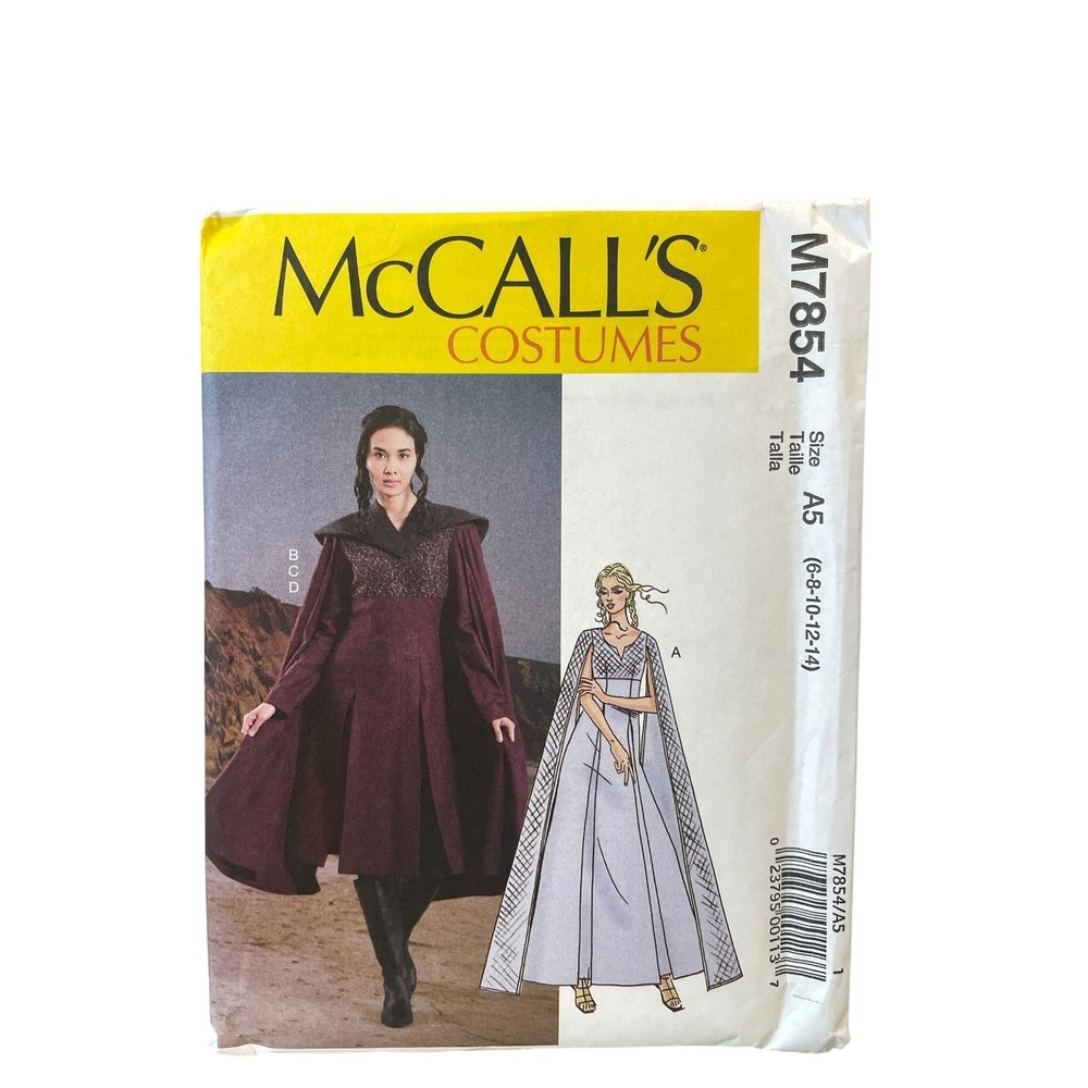McCall's M7854 Costume Pattern Misses 6-14 Multicolor Medieval Fantasy Dress